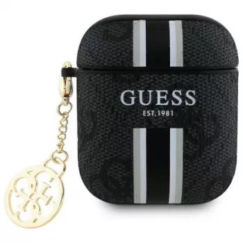Guess GUA2P4RPSK kryt AirPods 1/2 čierny 4G Printed Stripes Charm