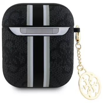 Guess GUA2P4RPSK kryt AirPods 1/2 čierny 4G Printed Stripes Charm