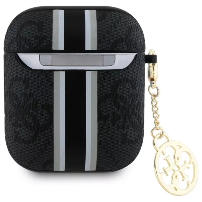 Guess GUA2P4RPSK kryt AirPods 1/2 čierny 4G Printed Stripes Charm