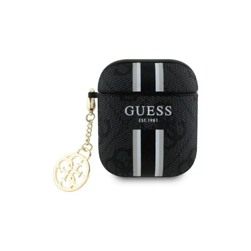 Guess GUA2P4RPSK kryt AirPods 1/2 čierny 4G Printed Stripes Charm