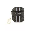 Guess GUA2P4RPSW puzdro na AirPods 1/2 hnedé 4G potlačené pruhy prívesok