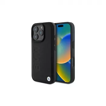 BMW Signature Collection pevné puzdro pre Apple iPhone 16 Pro Max 6,9 inch pravá koža čierne Hot Stamp MagSafe