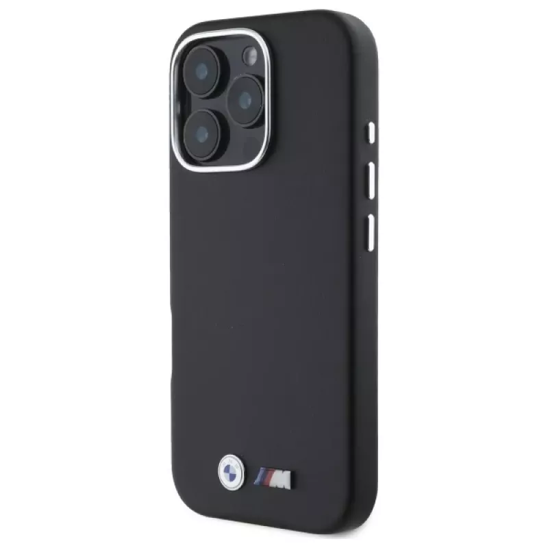BMW M Smooth Full Wrapped Metal pevné puzdro pre Apple iPhone 16 Pro - čierne