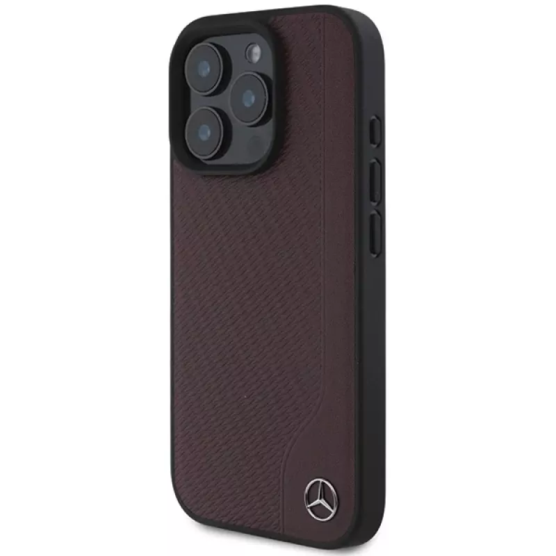 MERCEDES-BENZ pevné puzdro z kože s imitáciou dreva pre Apple iPhone 16 Pro Max 6,9 inch červené MagSafe