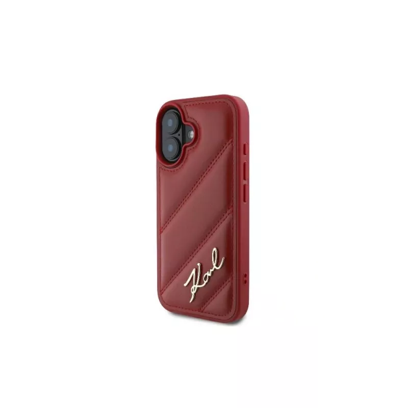 Karl Lagerfeld Quilted Signature puzdro pre iPhone 16, červené