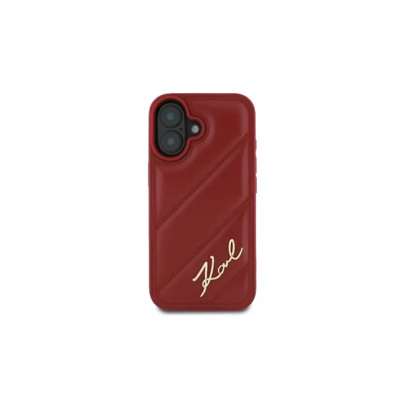Karl Lagerfeld Quilted Signature puzdro pre iPhone 16, červené