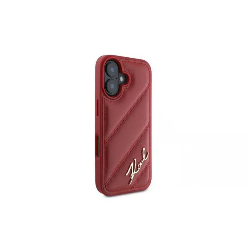 Karl Lagerfeld Quilted Signature puzdro pre iPhone 16, červené