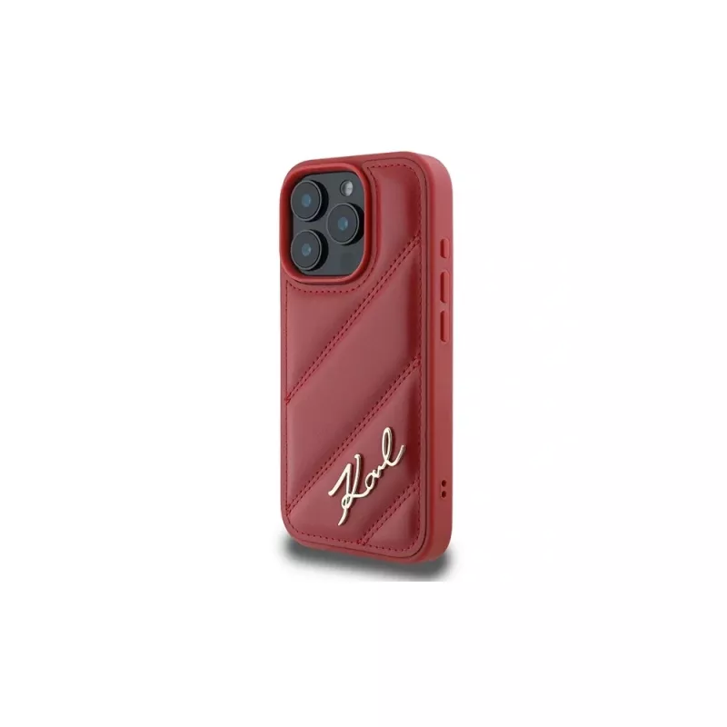 Karl Lagerfeld Quilted Signature puzdro pre Apple iPhone 16 Pro (červené)