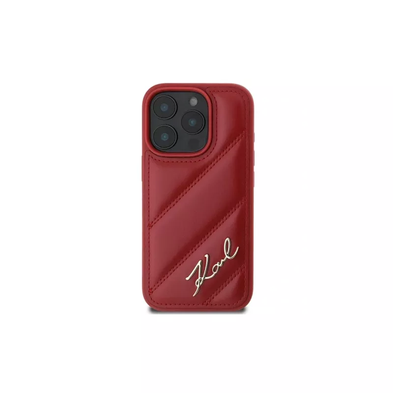 Karl Lagerfeld Quilted Signature puzdro pre Apple iPhone 16 Pro (červené)