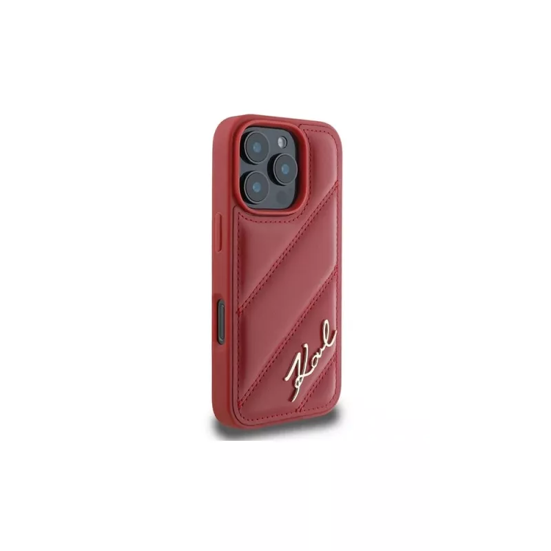 Karl Lagerfeld Quilted Signature puzdro pre Apple iPhone 16 Pro (červené)