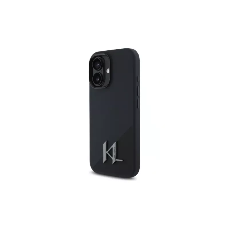 Karl Lagerfeld Shadow Metal Initial pevné puzdro pre Apple iPhone 16 6,1 inch - čierne