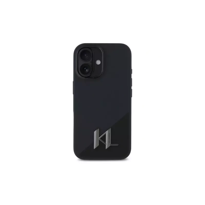Karl Lagerfeld Shadow Metal Initial pevné puzdro pre Apple iPhone 16 6,1 inch - čierne