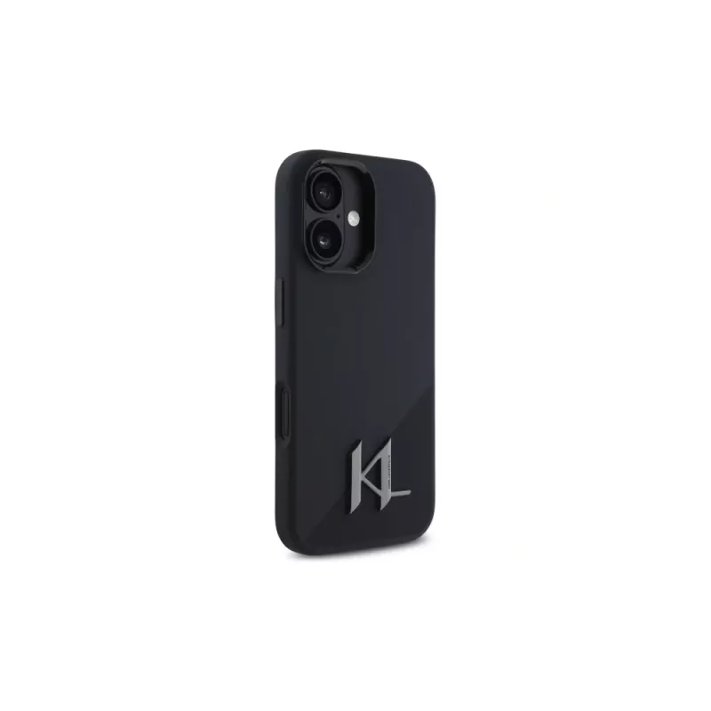 Karl Lagerfeld Shadow Metal Initial pevné puzdro pre Apple iPhone 16 6,1 inch - čierne