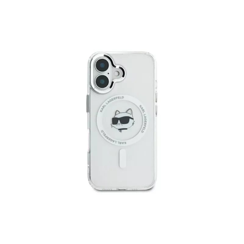 Karl Lagerfeld KLHMP16MHLSCHH pevné puzdro IML Metal Choupette Head MagSafe pre iPhone 16 Plus 6.7 biele