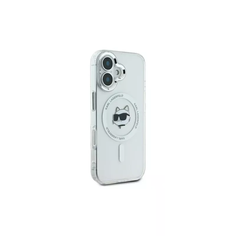 Karl Lagerfeld KLHMP16MHLSCHH pevné puzdro IML Metal Choupette Head MagSafe pre iPhone 16 Plus 6.7 biele
