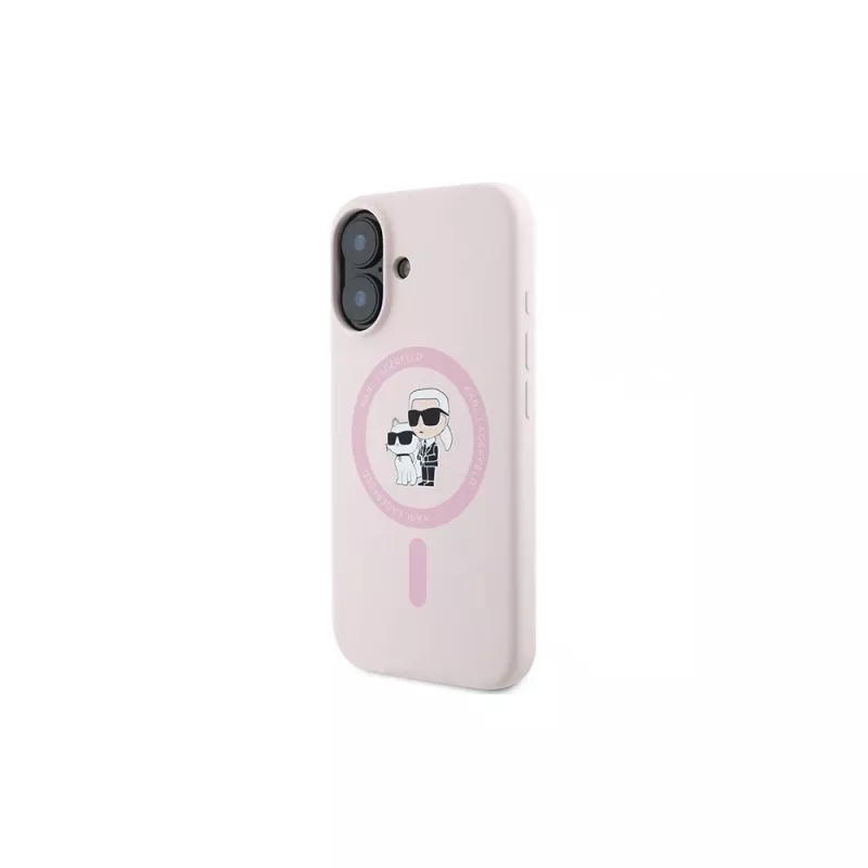 Karl Lagerfeld iPhone 16 Plus 6,7 palca silikónové puzdro s krúžkom a MagSafe - ružové