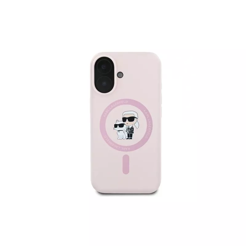 Karl Lagerfeld iPhone 16 Plus 6,7 palca silikónové puzdro s krúžkom a MagSafe - ružové