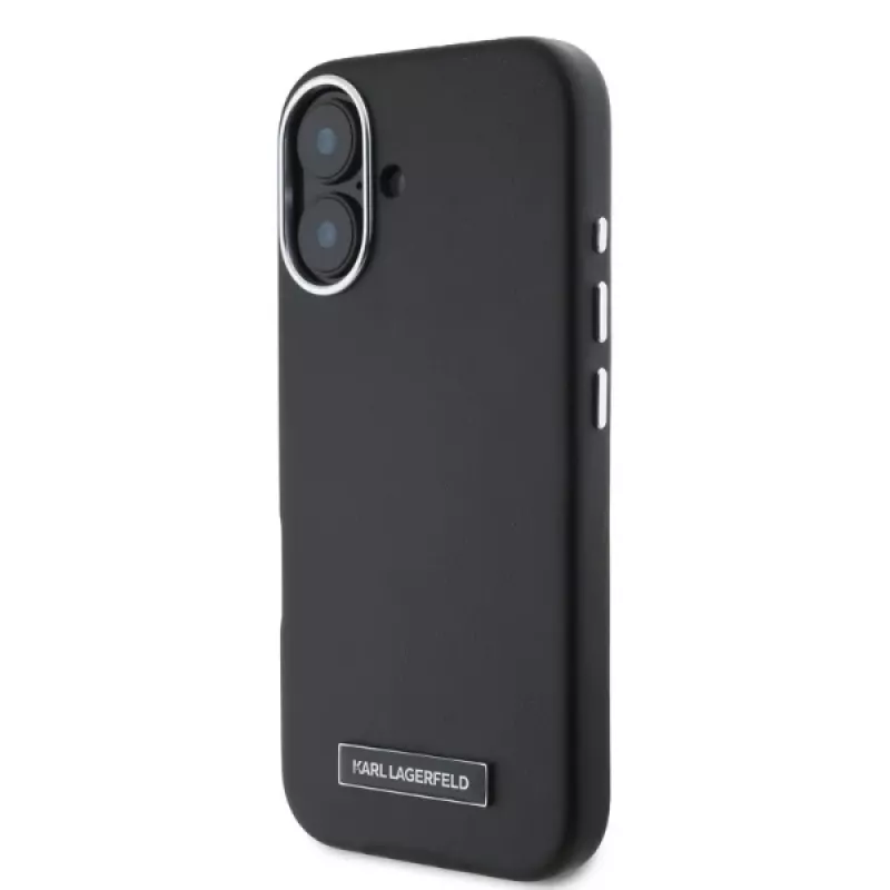 Karl Lagerfeld KLHMP16SPGMSRPK iPhone 16 6,1 palca čierne puzdro s kovovou platňou MagSafe