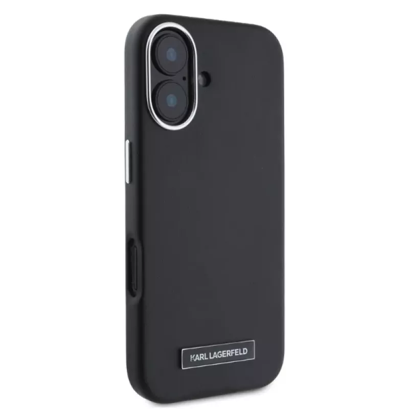 Karl Lagerfeld KLHMP16SPGMSRPK iPhone 16 6,1 palca čierne puzdro s kovovou platňou MagSafe