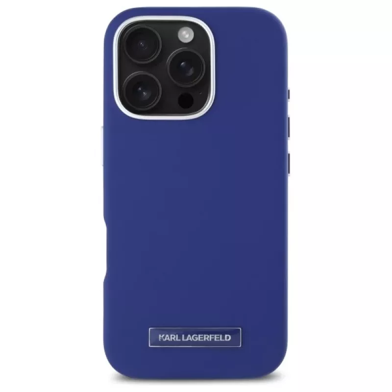 Karl Lagerfeld KLHMP16XPGMSRPB iPhone 16 Pro Max 6.9 modré puzdro FW kovová platňa MagSafe