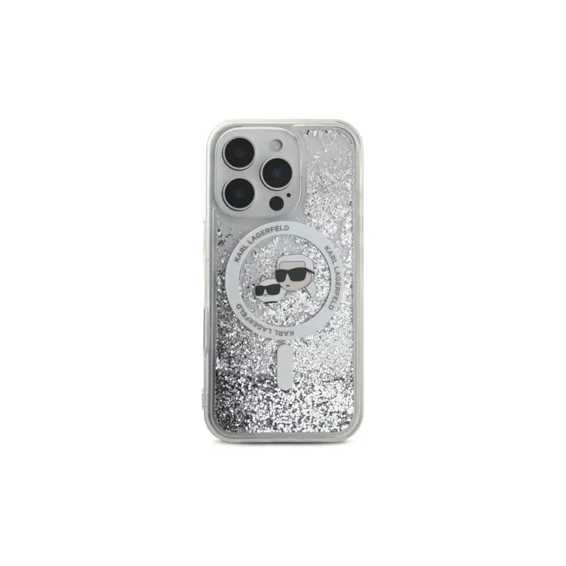 Karl Lagerfeld puzdro Liquid Glitter Karl & Choupette Head MagSafe pre Apple iPhone 16 Pro
