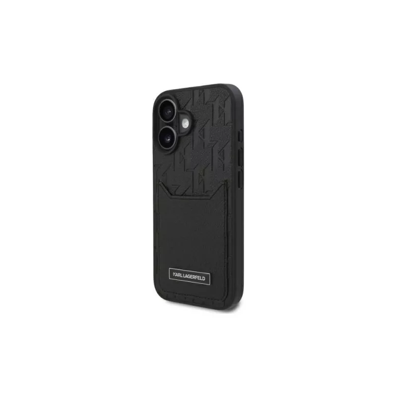 Karl Lagerfeld iPhone 16 6.1 puzdro s priehradkami na karty Monogram čierne
