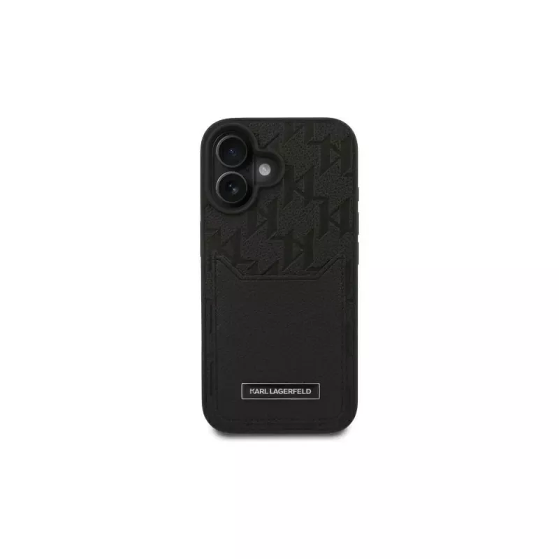 Karl Lagerfeld iPhone 16 6.1 puzdro s priehradkami na karty Monogram čierne