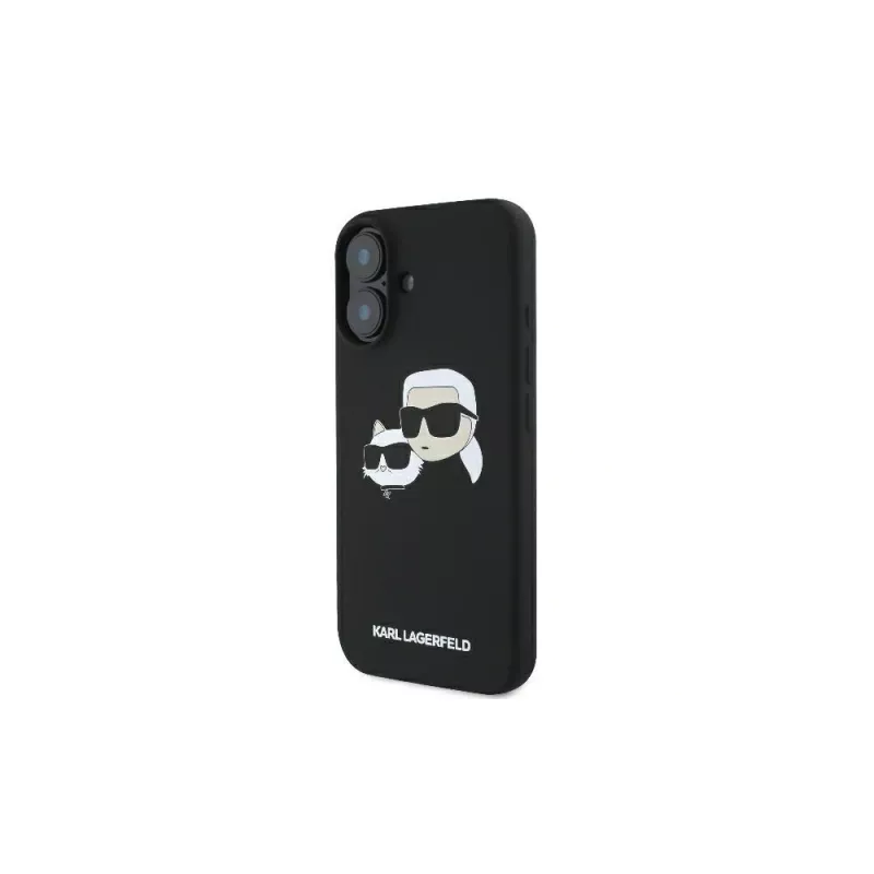 Karl Lagerfeld KLHMP16SSKCHPPLK iPhone 16 6.1 čierne silikónové puzdro Double Heads Print MagSafe
