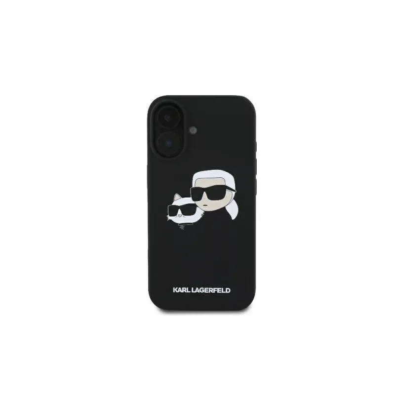 Karl Lagerfeld KLHMP16SSKCHPPLK iPhone 16 6.1 čierne silikónové puzdro Double Heads Print MagSafe