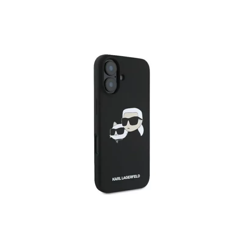Karl Lagerfeld KLHMP16SSKCHPPLK iPhone 16 6.1 čierne silikónové puzdro Double Heads Print MagSafe