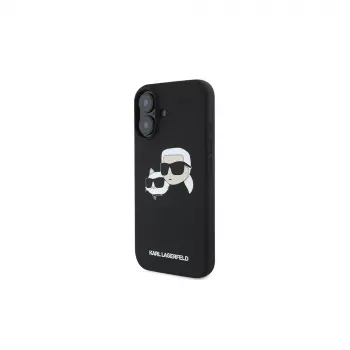 Karl Lagerfeld iPhone 16 Plus 6,7 palca čierne silikónové puzdro Double Heads Print MagSafe
