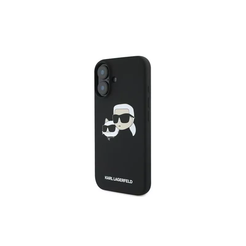 Karl Lagerfeld iPhone 16 Plus 6,7 palca čierne silikónové puzdro Double Heads Print MagSafe