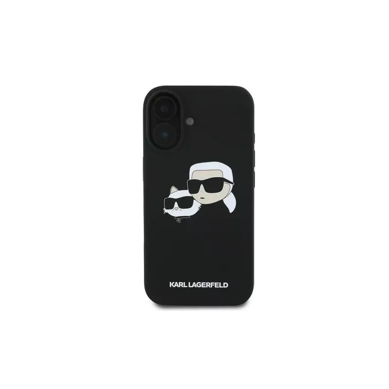 Karl Lagerfeld iPhone 16 Plus 6,7 palca čierne silikónové puzdro Double Heads Print MagSafe
