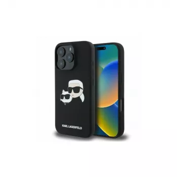 Karl Lagerfeld KLHMP16LSKCHPPLK iPhone 16 Pro 6,3 palca čierne silikónové puzdro Double Heads Print MagSafe