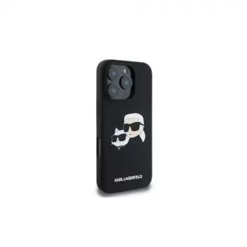 Karl Lagerfeld KLHMP16LSKCHPPLK iPhone 16 Pro 6,3 palca čierne silikónové puzdro Double Heads Print MagSafe
