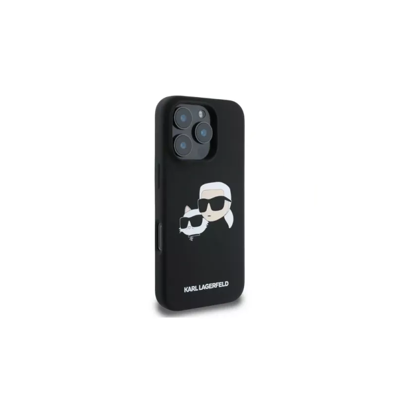 Karl Lagerfeld KLHMP16LSKCHPPLK iPhone 16 Pro 6,3 palca čierne silikónové puzdro Double Heads Print MagSafe