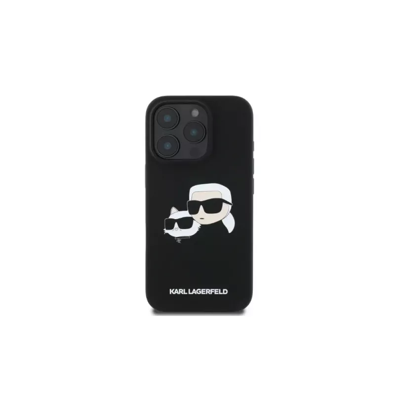 Karl Lagerfeld KLHMP16LSKCHPPLK iPhone 16 Pro 6,3 palca čierne silikónové puzdro Double Heads Print MagSafe