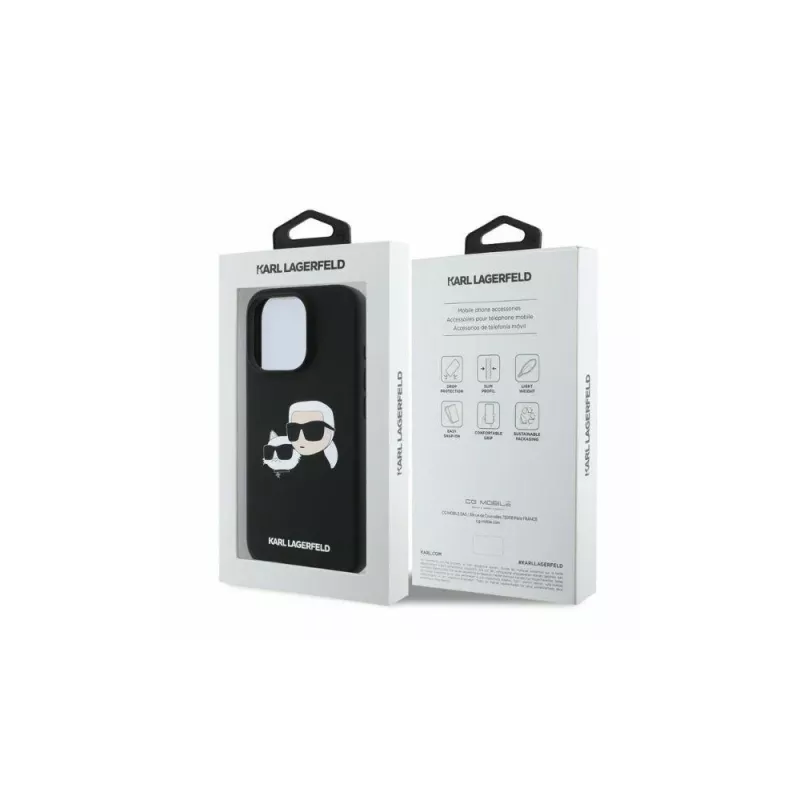 Karl Lagerfeld KLHMP16LSKCHPPLK iPhone 16 Pro 6,3 palca čierne silikónové puzdro Double Heads Print MagSafe