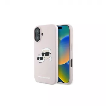 Karl Lagerfeld KLHMP16MSKCHPPLP iPhone 16 Plus 6,7 palca ružové silikónové puzdro s Double Heads Print a MagSafe