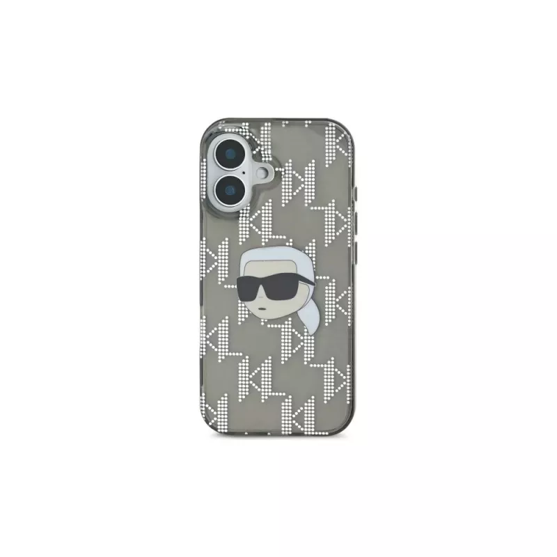 Karl Lagerfeld puzdro IML Karl Head Electroplated pre iPhone 16 (čierne)