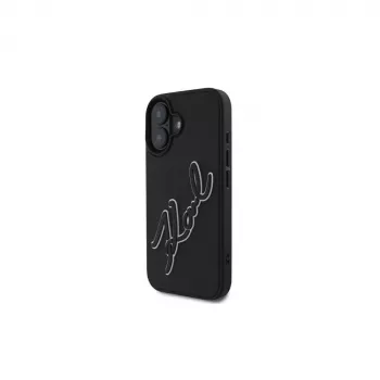 Karl Lagerfeld puzdro 3D Rubber Bicolor Signature pre iPhone 16 (čierne)