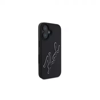 Karl Lagerfeld puzdro 3D Rubber Bicolor Signature pre iPhone 16 (čierne)