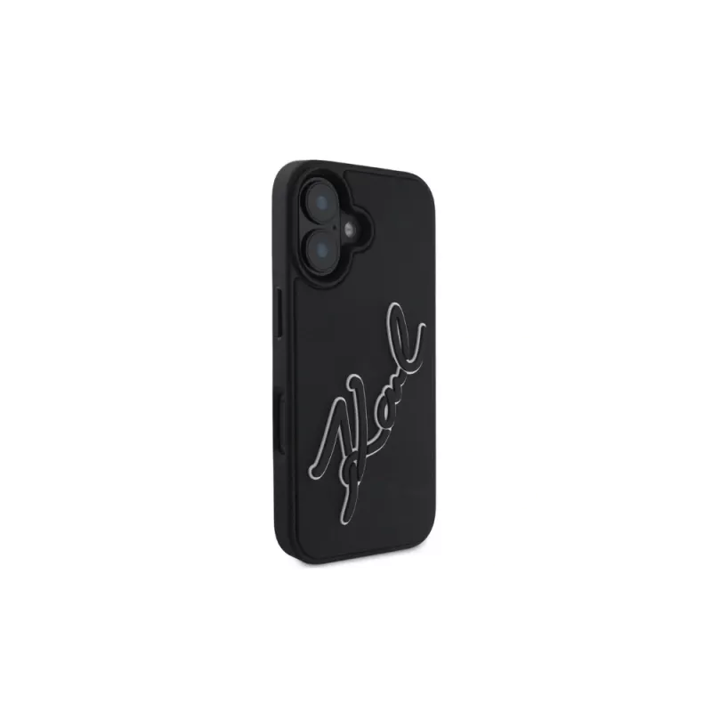 Karl Lagerfeld puzdro 3D Rubber Bicolor Signature pre iPhone 16 (čierne)