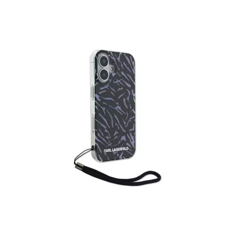 Karl Lagerfeld puzdro Zebra With Cord pre iPhone 16 Plus (fialové)