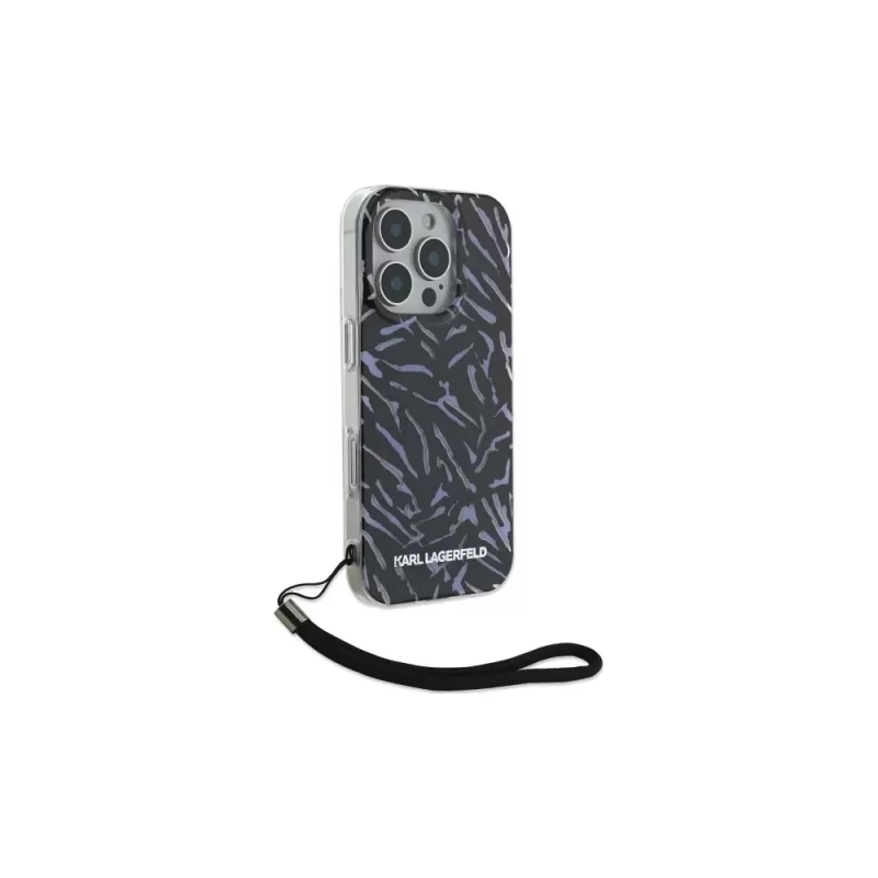 Karl Lagerfeld puzdro Zebra With Cord pre iPhone 16 Pro, fialové