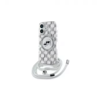 Karl Lagerfeld KLHMP16SHCKCKLCT iPhone 16 6,1 palca transparentné puzdro IML Crossbody Monogram Karl & Choupette Head MagSafe