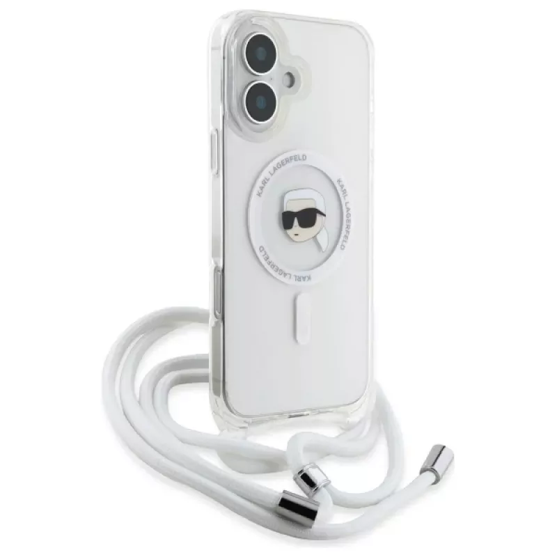 Karl Lagerfeld KLHMP16SHCKHNT iPhone 16 puzdro transparentné Crossbody IML Karl Head MagSafe