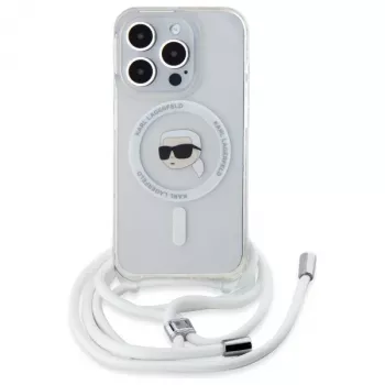 Karl Lagerfeld iPhone 16 Pro puzdro transparentné Crossbody IML Karl Head MagSafe