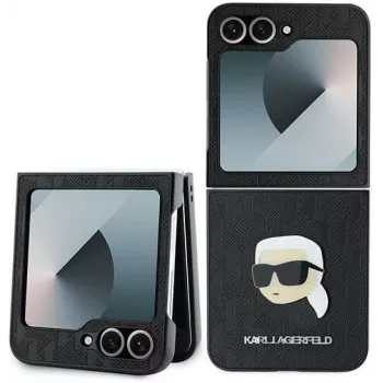 Karl Lagerfeld KLHCZF6PGKSKIHK puzdro Saffiano Monogram pre Samsung Galaxy Z Flip 6 / Z Flip 7 FE, čierne