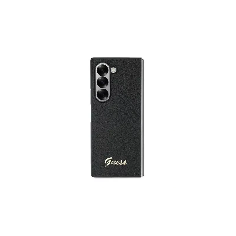 Guess GUHCZFD6HGGSHK Z Fold6 F956 čierne puzdro Glitter Script 4G
